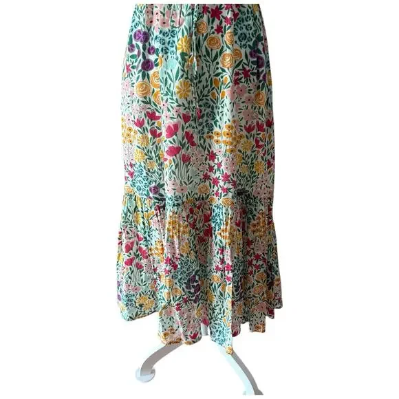 Olivia James The Label Delia Floral Midi Dress Lined Ruffle Size M